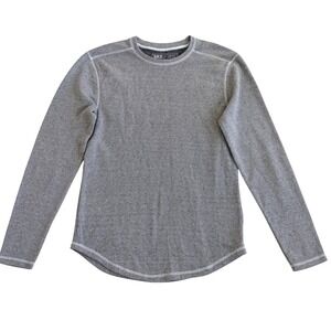 BKE Mens Long Sleeve Crew Neck Micro Stripe Shirt Grey B1175 Size Medium